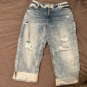 Edgely high rise straight ripped cuffed jeans